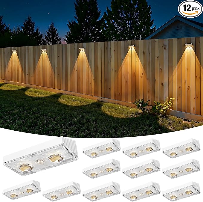 Bridika Solar Fence Lights Outdoor Waterproof, 12 Pack Solar Powered Deck Lights by Bridika