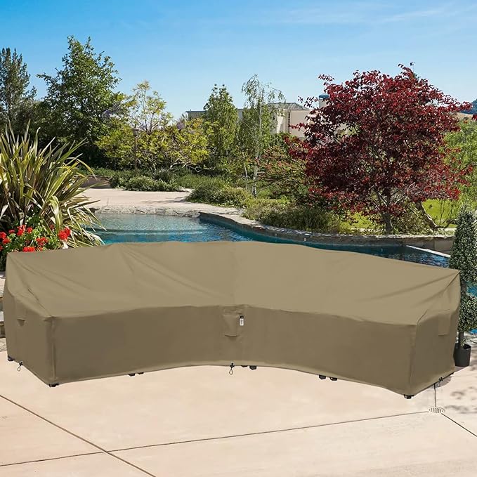 Curved Patio Furniture Cover for Outdoor Sectional Sofa, Half Moon Lawn Outside - Image 8