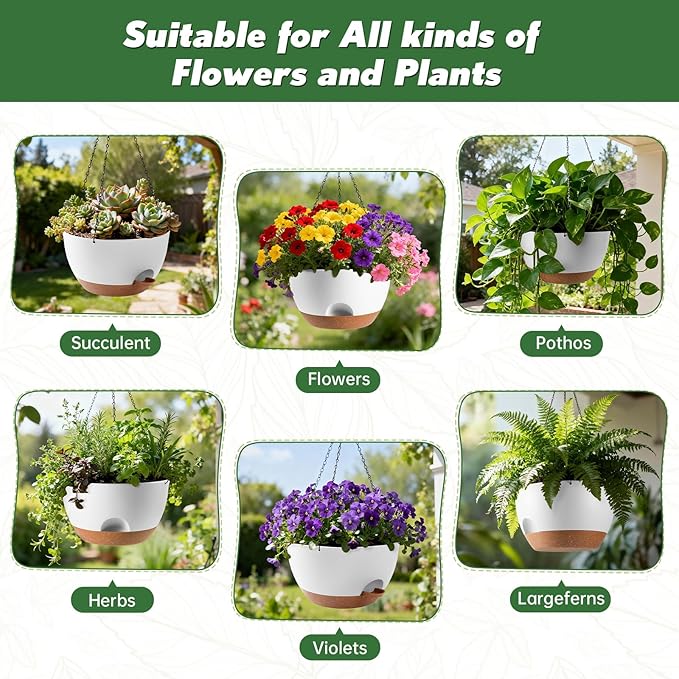 13-inch Oversized Hanging Planter Set of Two, Planters - Image 6