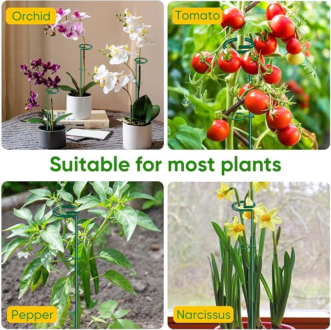 HiGift 17 inch Plant Support Stakes, 4mm Thick Garden Single Stem Flower - Image 7