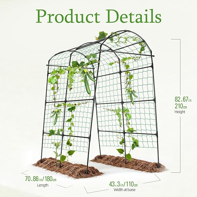 Garden Arch Arbor Trellis for Climbing Plants Outdoor, 7.8 ft Extra Tall - Image 6