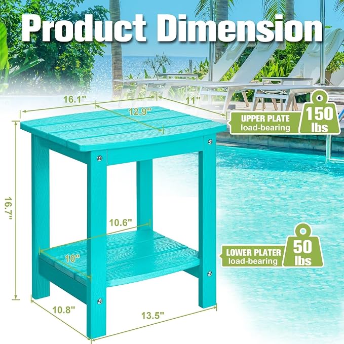 Y&M Outdoor Side Table, HIPS Adirondack Small Double Layer Table, Waterproof - Image 5