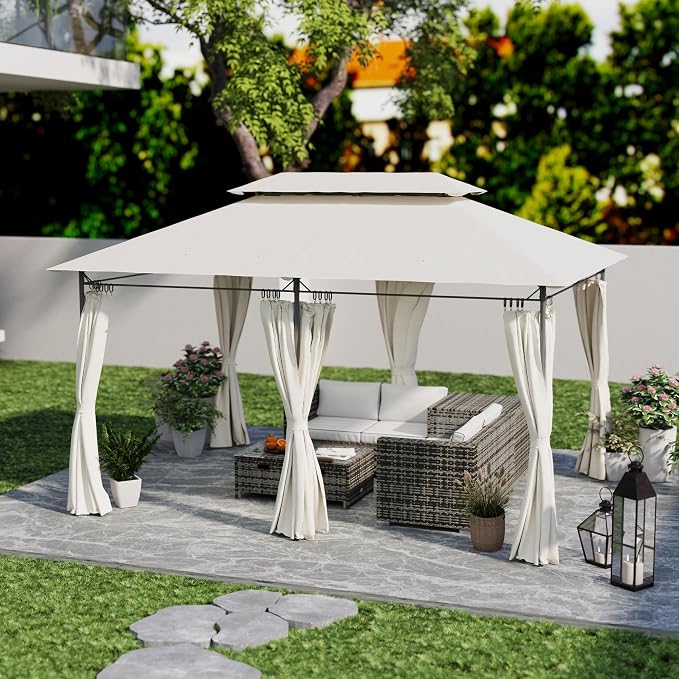 Outsunny 10' x 13' Patio Gazebo, Double Roof Outdoor Gazebo Canopy Shelter - Image 8
