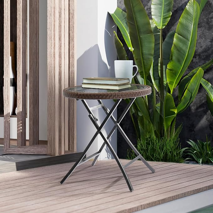 Outvita 2Pcs Folding Outdoor Side Tables - Image 2