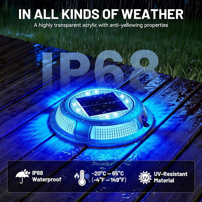 Solar Driveway Lights, 8 Pack Heavy Duty Driveway Lights Solar Powered 2 Color - Image 3
