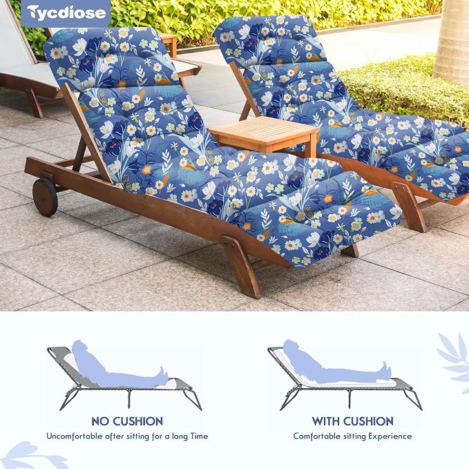 Outdoor Chaise Lounge Chair Cushion Set of 4, Waterproof 74.4 x 22 x 4.7 Inches - Image 6