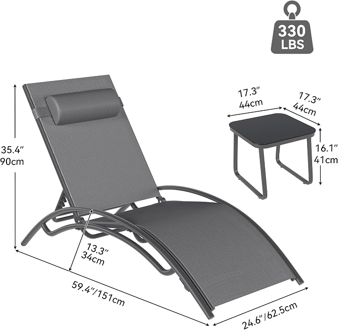 YITAHOME Outdoor Chaise Lounge Chair Set of 6, Pool Lounge Chairs - Image 2
