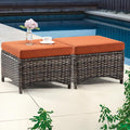 Outdoor Ottomans for Patio Set of 2 PE Wicker Steel Frame Outdoor Footstool by Meetleisure-LeisureLiving