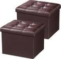 AmasSmile Storage Ottoman Folding Foot Rest Stool, Leather Footstool Bench by AmasSmile