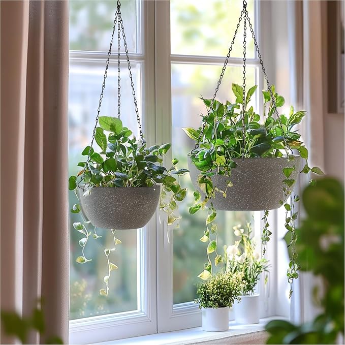 T4U Hanging Planters for Indoor Outdoor Plants 2 Pack - Image 3
