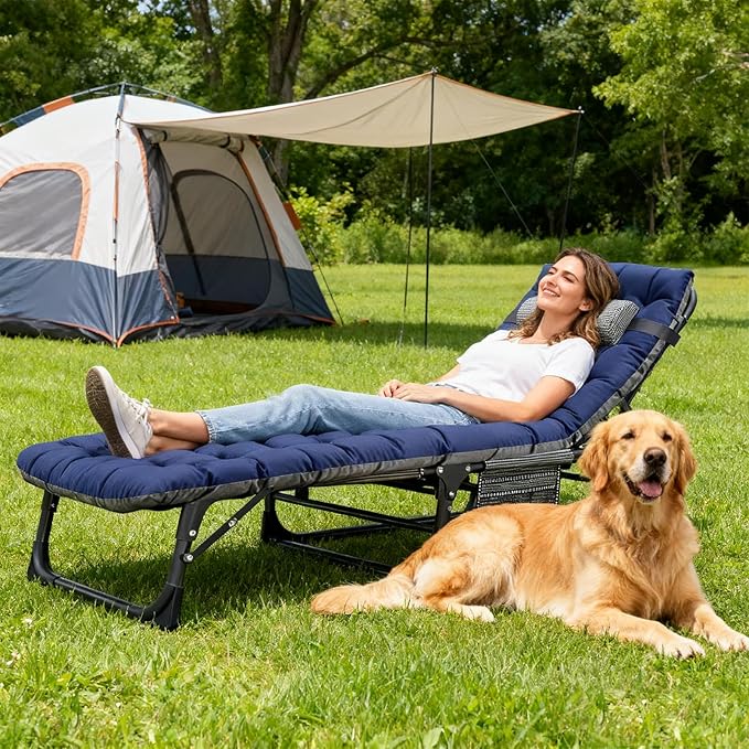 DoCred Heavy Duty Chaise Lounge Chair, Adjustable 5-Position Folding Chaise - Image 4