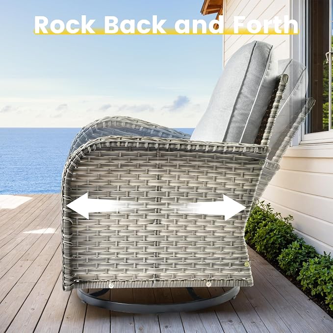 Outdoor Sectional Patio Furniture Set, 8 Pieces Wicker Conversation Sets L - Image 5