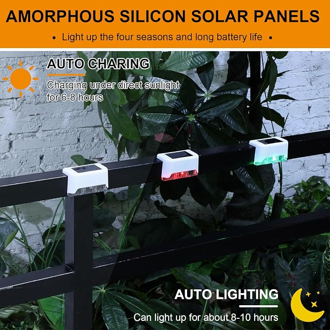 Geelin 32 Pcs Solar Deck Lights Outdoor, Waterproof LED Solar Step Fence Lights - Image 6