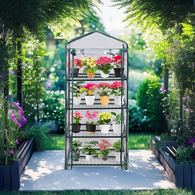 Mini Greenhouse for Indoor Outdoor, Plant Green House 4-Tier Rack Stand - Image 7