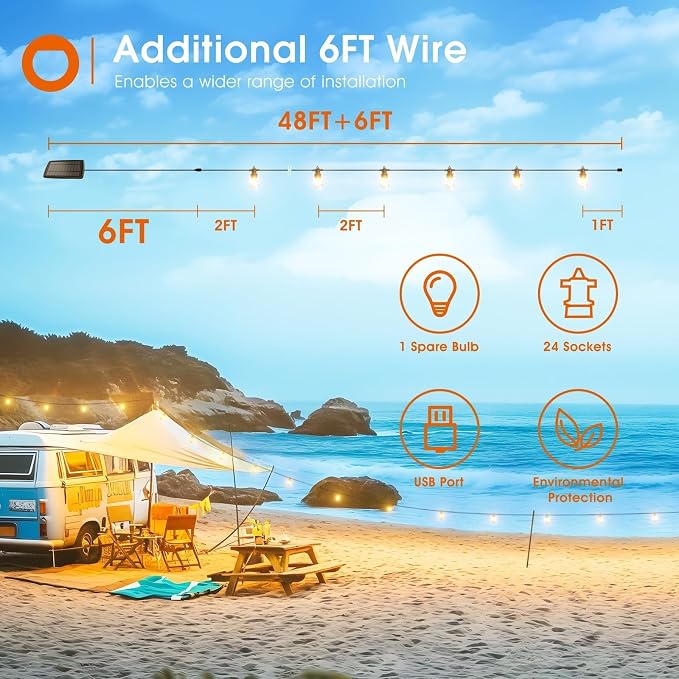 addlon 54FT Solar String Lights Outdoor Waterproof - Image 7
