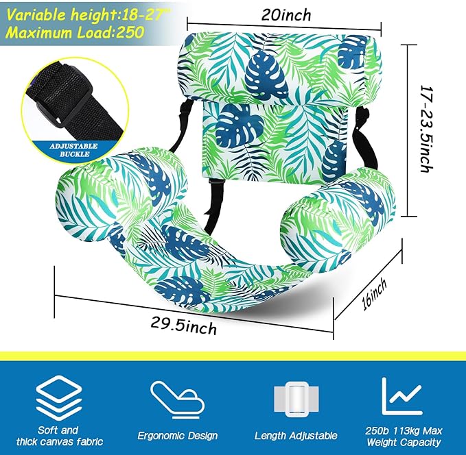 2 Pack Inflatable Pool Float for Adult Adjustable Hammock Float Chair Fabric - Image 3