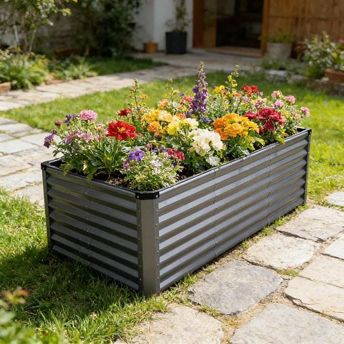 GARDMAX 8x4x2FT Galvanized Raised Garden Bed Kit, Metal Planter Boxes Outdoor - Image 7