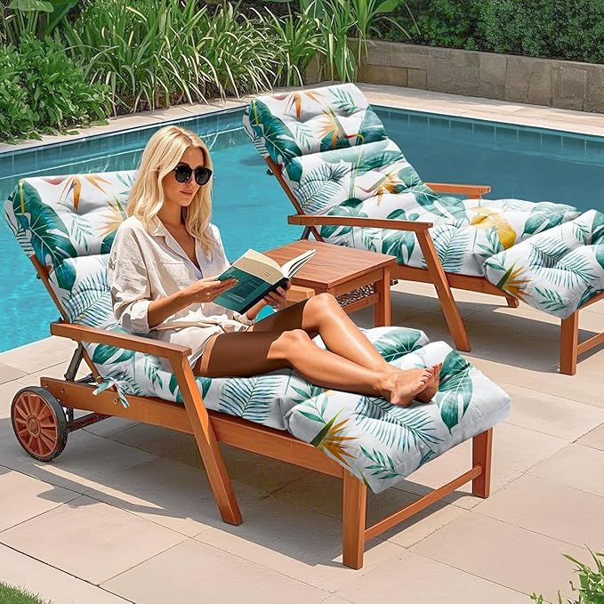 4 Pack Outdoor Chaise Lounge Chair Cushion 75.1 x 22.8 x 4.7 Inches 100% - Image 2