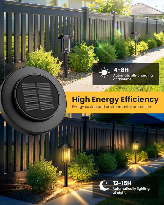 GIGALUMI Solar Pathway Lights Outdoor, 8 Pack Waterproof IP65 Solar Powered - Image 5