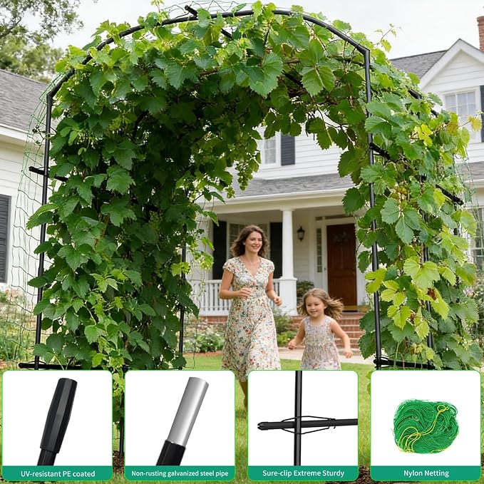 Tall Garden Arch Trellis for Climbing Plants, 87in Tall Metal Plant Support - Image 9