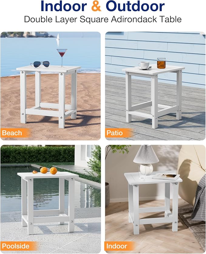 YEFU Outdoor Side Table for Patio: 16" HIPS Weather - Image 7