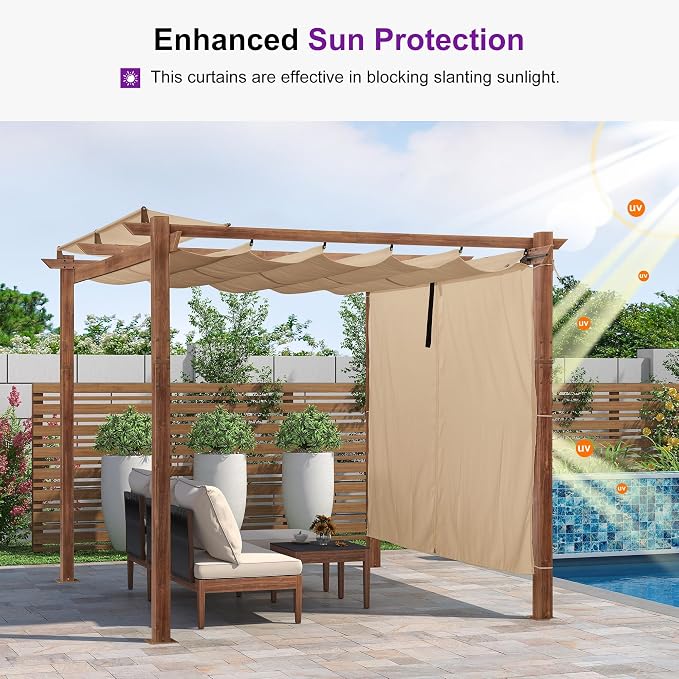 PURPLE LEAF 10' x 10' Outdoor Retractable Pergola Patio Metal Shelter - Image 3