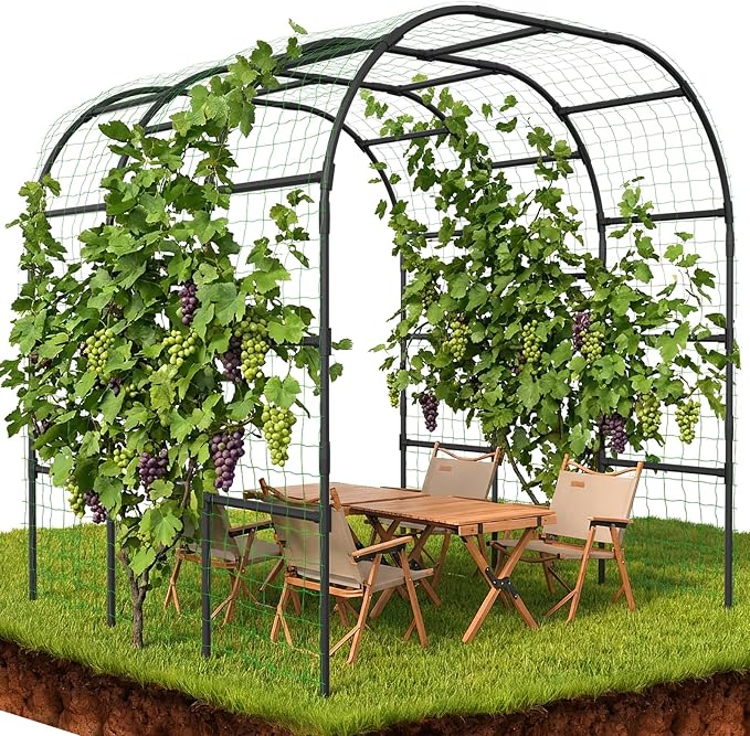 Tall Garden Arch Trellis for Climbing Plants, 88in Tall Metal Plant Support by UrGROWA