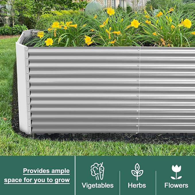 Land Guard 8x4x3ft Rectangular Galvanized Raised Garden Beds, Large-Capacity - Image 7