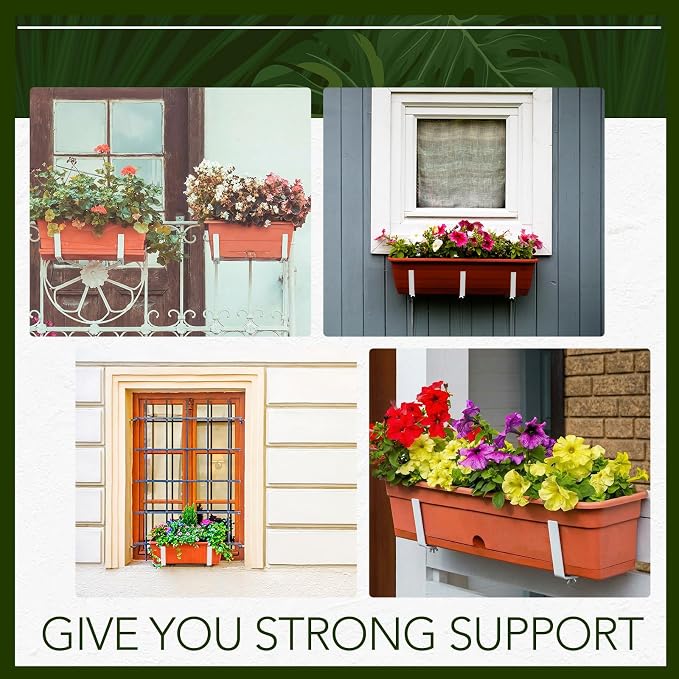 Layhit 10 Pcs Adjustable Planter Box Brackets Universal Heavy Duty Flower Box - Image 4