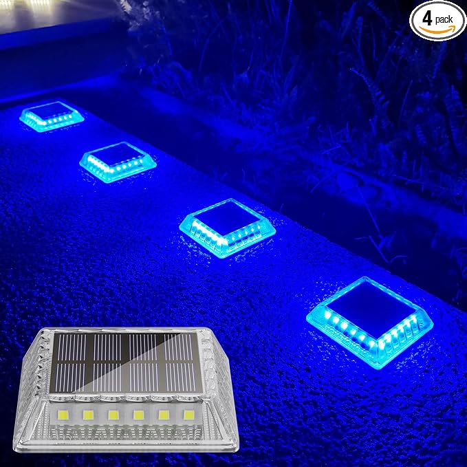 Lacasa Solar Deck Lights, 4 Pack 30LM LED Dock Lights Blue Light, Outdoor Solar by Lacasa