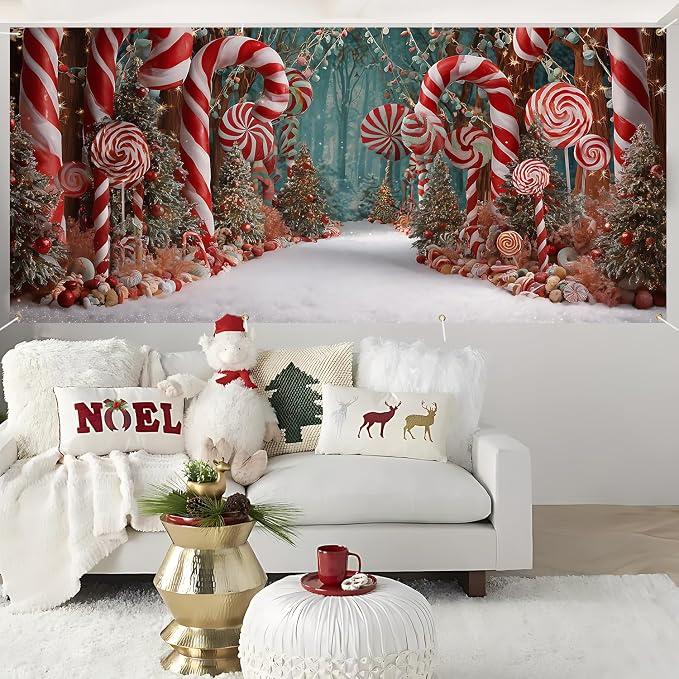 ANNA QUEEN Candy Cane Wonderland Christmas Garage Door Banner 6 x 13FT - Image 6
