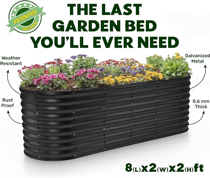 Plant & Plot Galvanized Raised Garden Beds Outdoor // 8×2×2 ft Planter Raised - Image 5