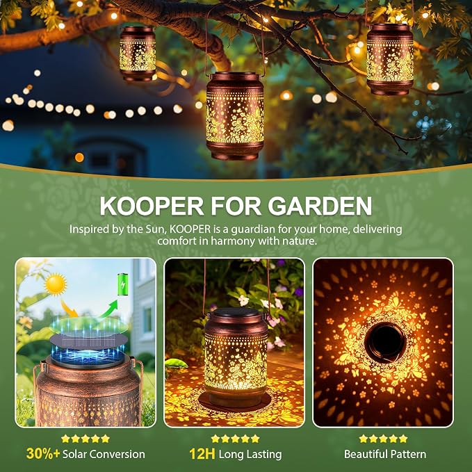 KOOPER Solar Lanterns Outdoor Waterproof Birthday Gifts - Image 3