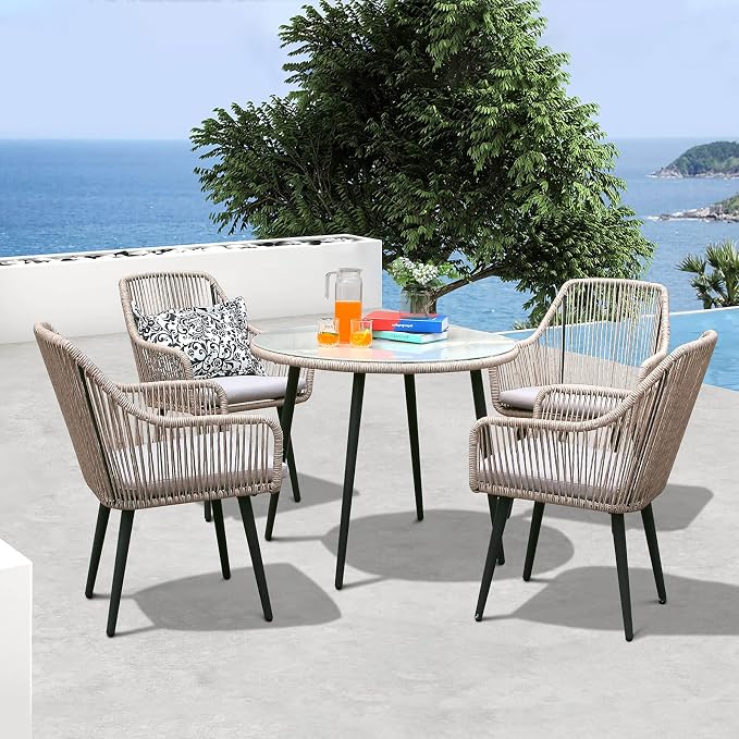 Patiorama 5-Piece Patio Dining Set, Outdoor Dining Table Chair Set, All-Weather - Image 9