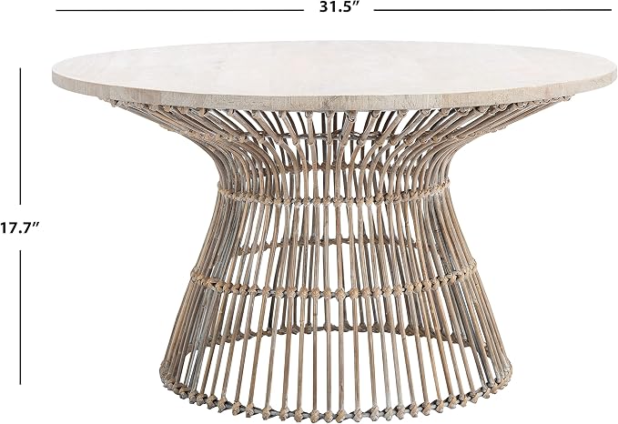 Safavieh Home Collection Whent Coastal Grey White Wash and Black Round Coffee - Image 3