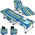 GYMAX Tanning Chair, 330LBS Beach Lounge w/Face Arm Hole & Hand Shoulder Strap by GYMAX