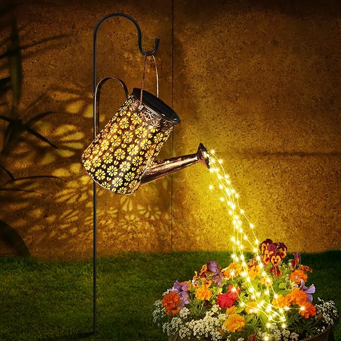 Solar Watering Can with Lights, Solar Outdoor Garden Decor Waterproof Large by Afootry