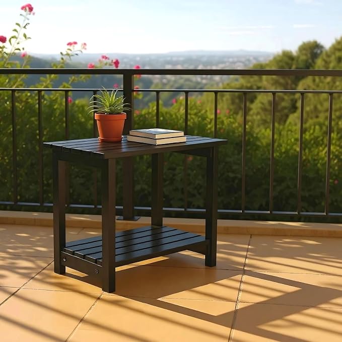 Shine Company Indoor/Outdoor Providence Rectangular Acacia Wooden Side Table - Image 2