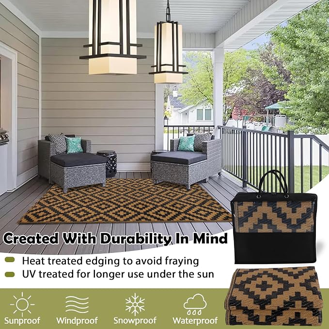 SAND MINE Reversible Mats, Plastic Straw Rug, Modern Area Rug, Large Floor Mat - Image 4
