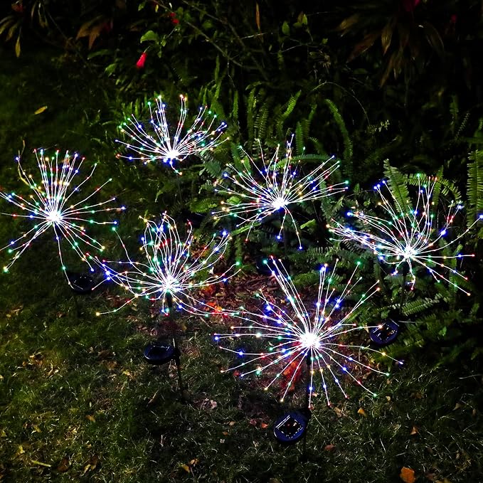 FOOING 6 Pcs Solar Garden Lights Solar Firework Lights, 200 LED String Light 2 - Image 2