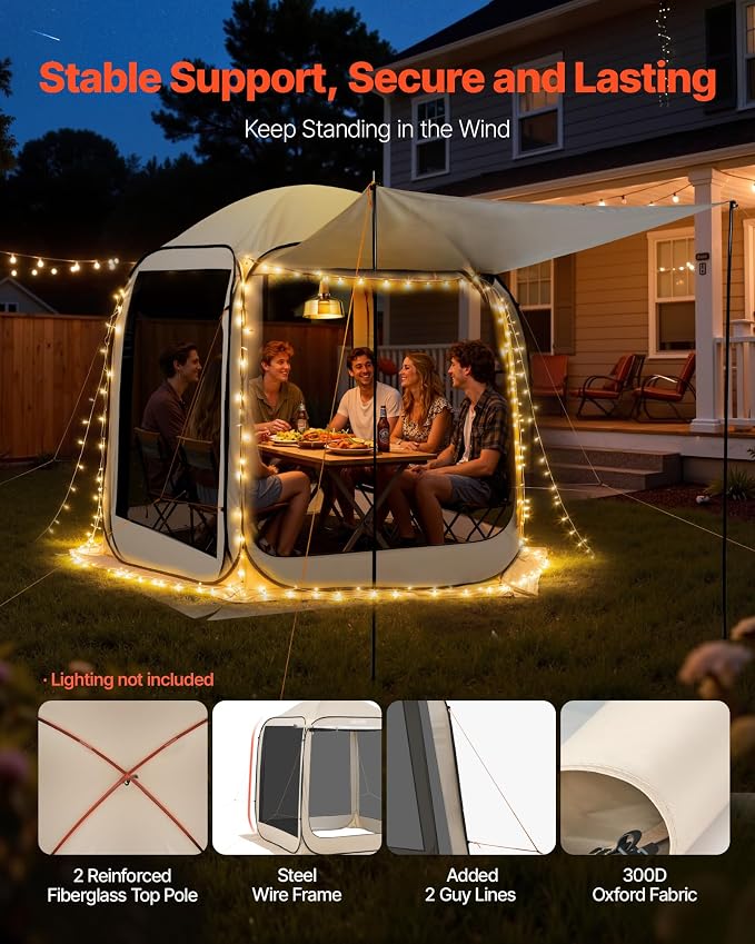 VEVOR 6 x 6 ft Pop-Up Screen House Tent - Image 6