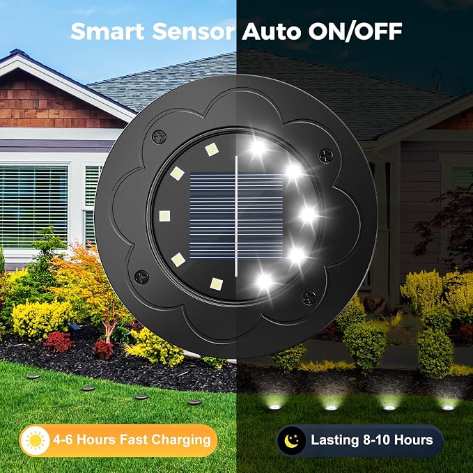 Brightown Solar Lights Outdoor Waterproof, 12 Packs LED In-Ground Solar Yard - Image 3