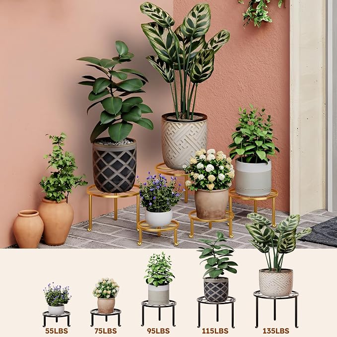 5-Pack Metal Plant Stand Indoor Anti-Rust Flower Display Stand Heavy Duty - Image 3