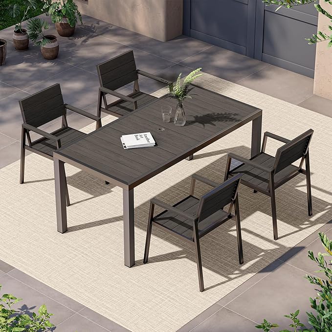 5-Piece Outdoor Dining Set, Aluminum Dining Table Set by Vexwalx