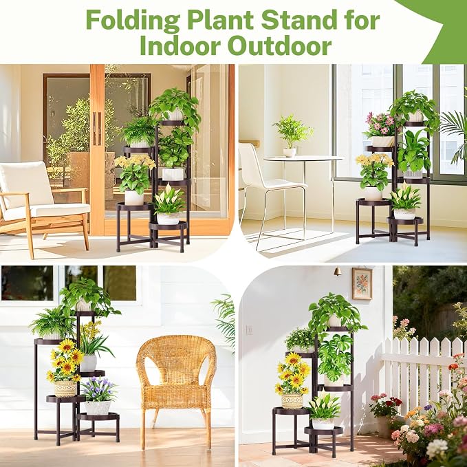 iDavosic.ly 5 Tier Folding Plant Stand Indoor Outdoor - Image 6