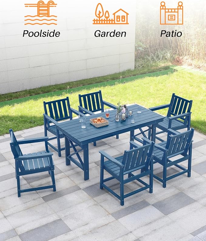 5 Pieces HDPE Patio Dining Set, Outdoor Table and Chairs - Image 6