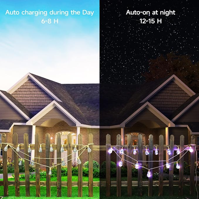 Solar Outdoor String Lights, 2 Pack 20Ft Vintage Rope Hemp Solar Patio Lights - Image 3