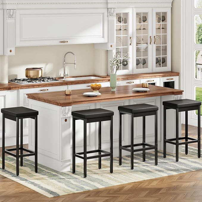 HOOBRO Bar Stools, 24.8-Inch Height Stools, Breakfast Bar Stools, Kitchen Stools - Image 2