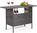 Tangkula Outdoor Wicker Bar Table, Patiojoy All Weather Patio Bar Height Table by TANGKULA
