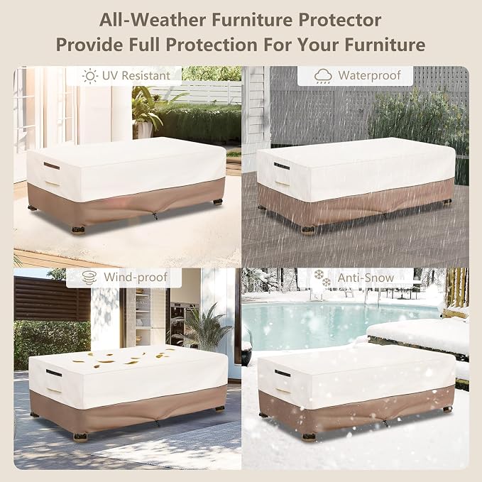 Outdoor Coffee Table Cover Waterproof, Heavy Duty Patio Rectangular Side Table - Image 8